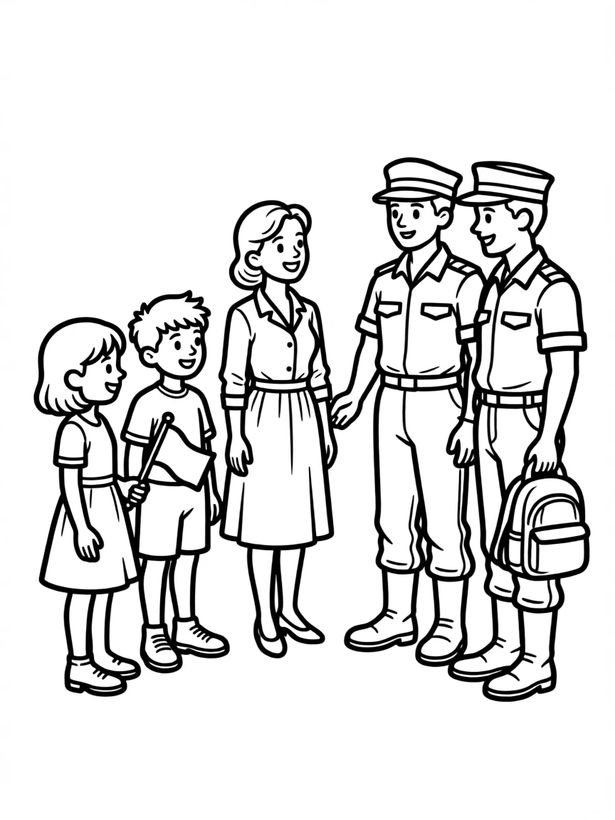 Family talking to military service members