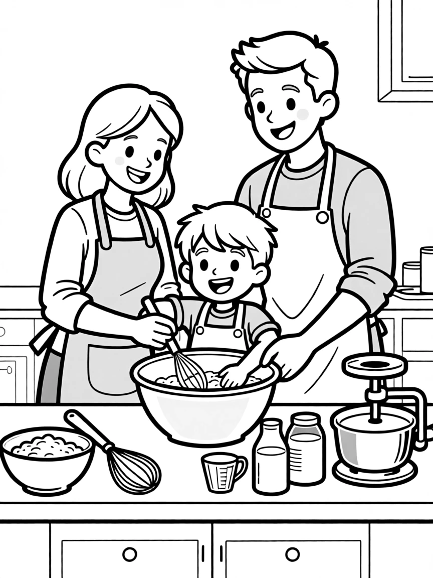 Children and parents making ice cream from scratch