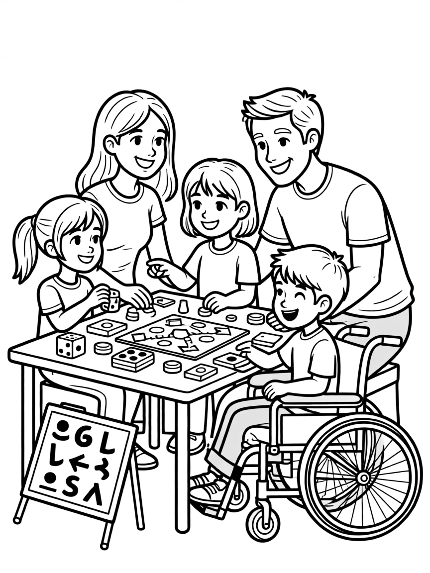 Family adapting board games for diverse abilities