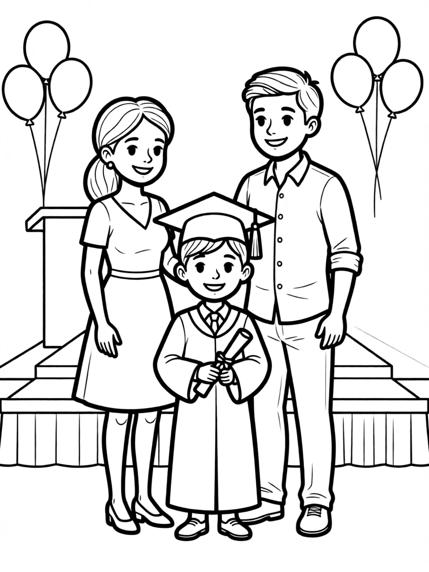 Parents attending child's graduation ceremony