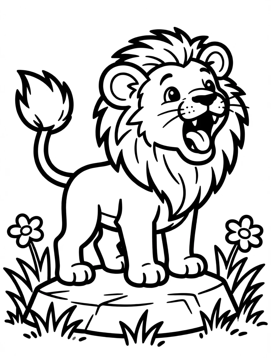 A lion cub practicing its roar.