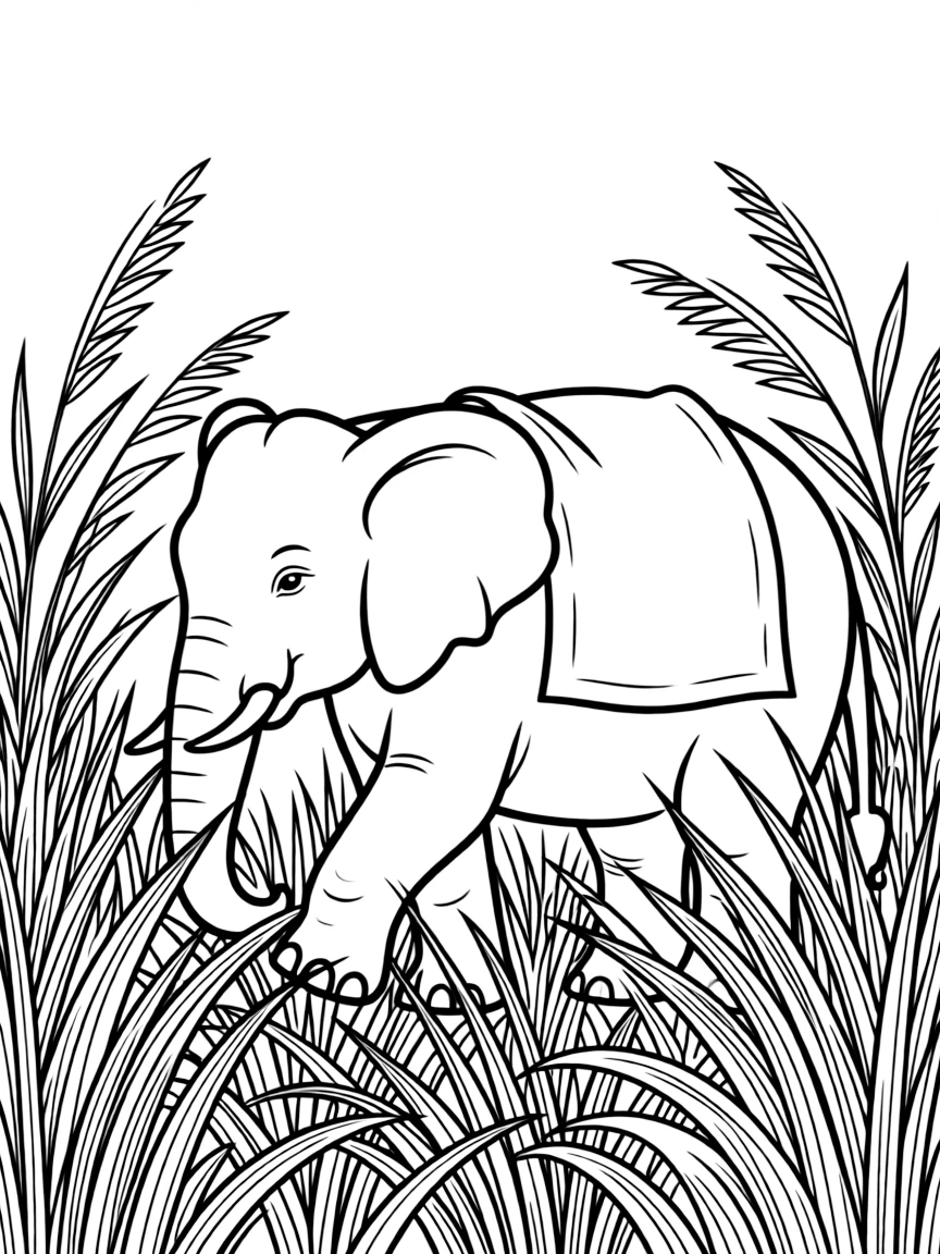 An elephant walking through tall grass.