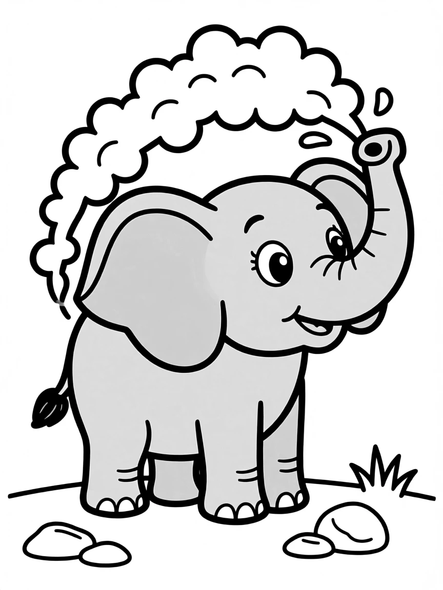 An elephant spraying dust on itself.