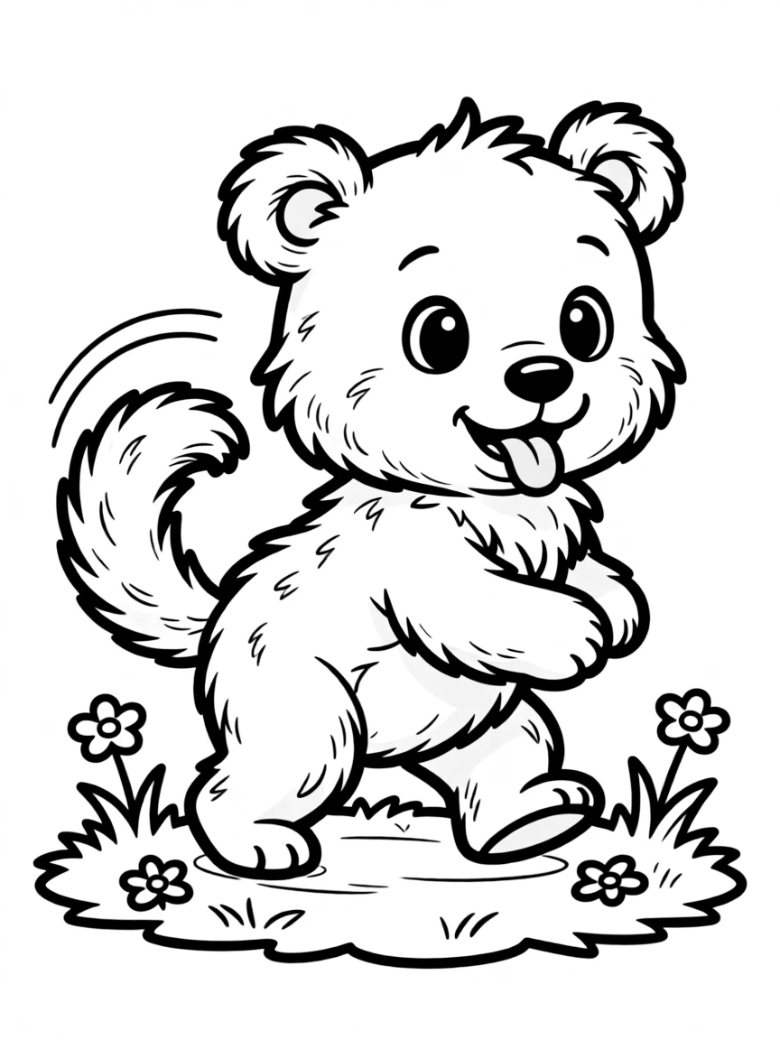 A bear cub chasing its tail.