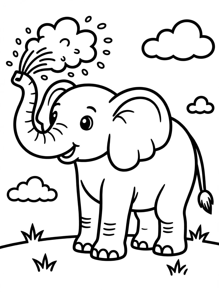 An elephant spraying dust on itself.