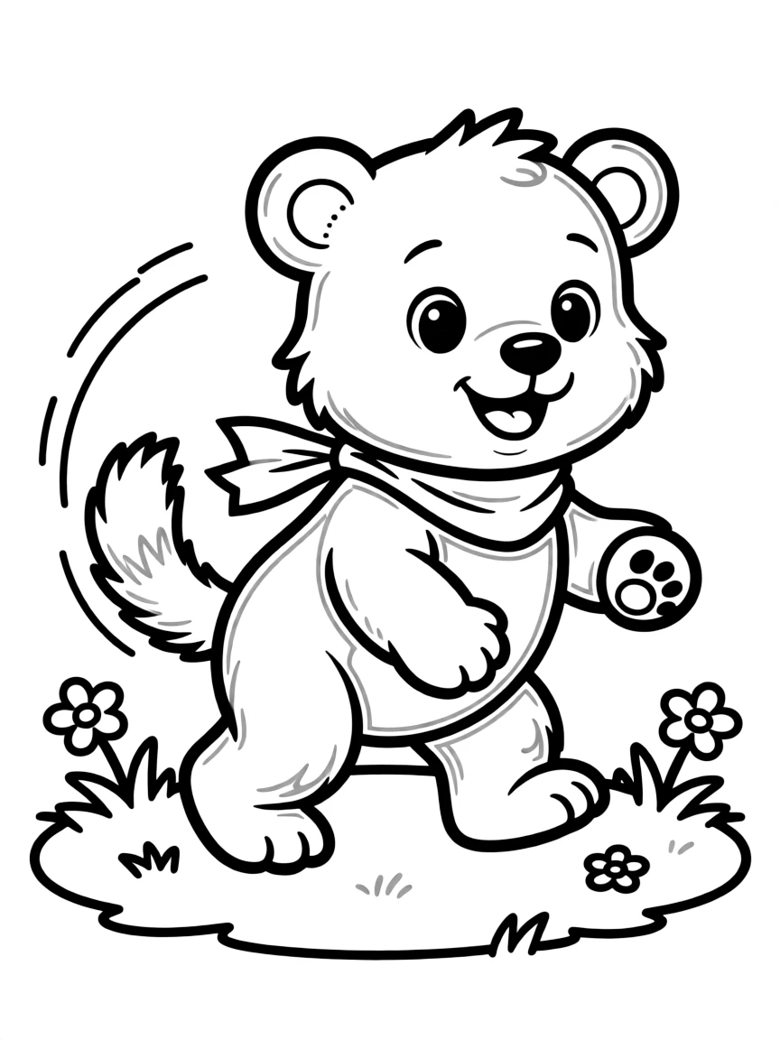 A bear cub chasing its tail.