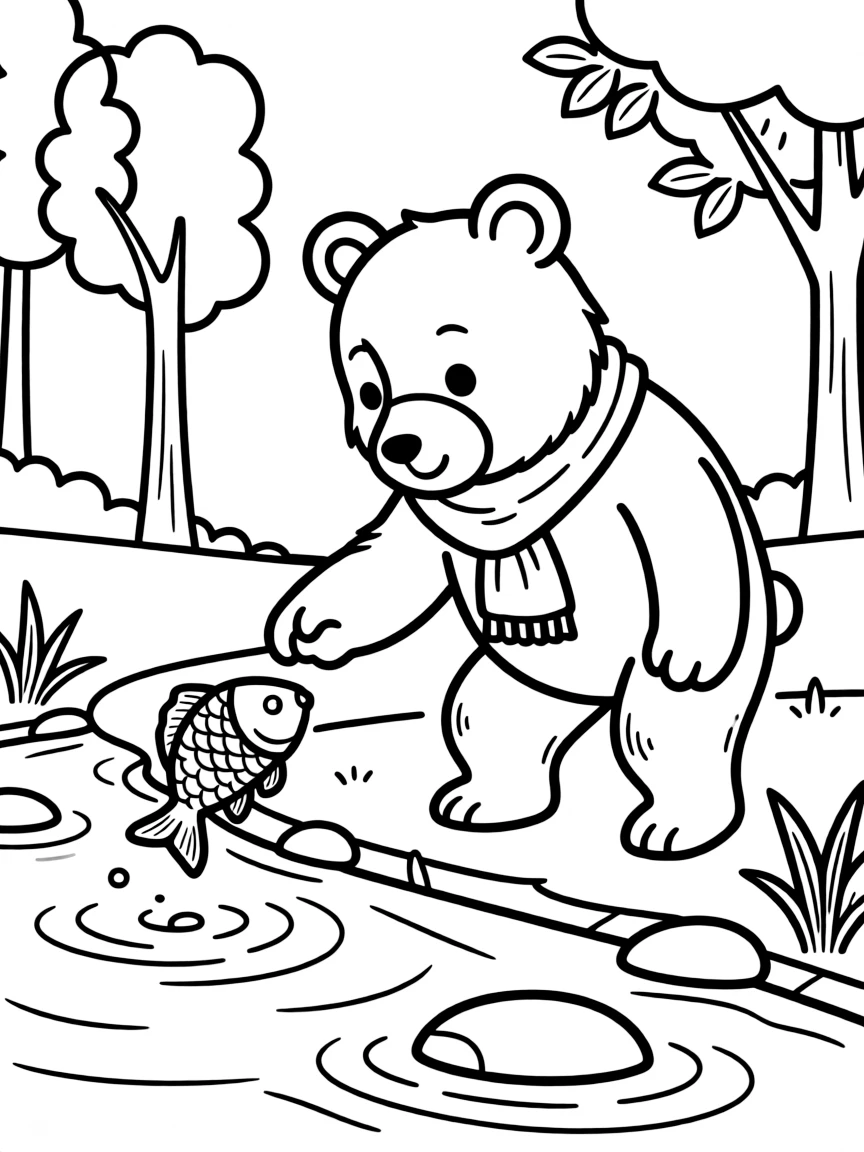 A bear catching fish in a river.