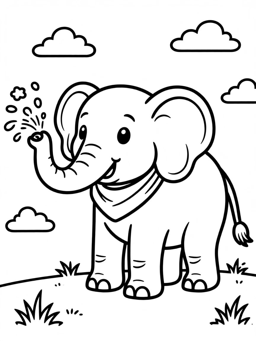 An elephant spraying dust on itself.