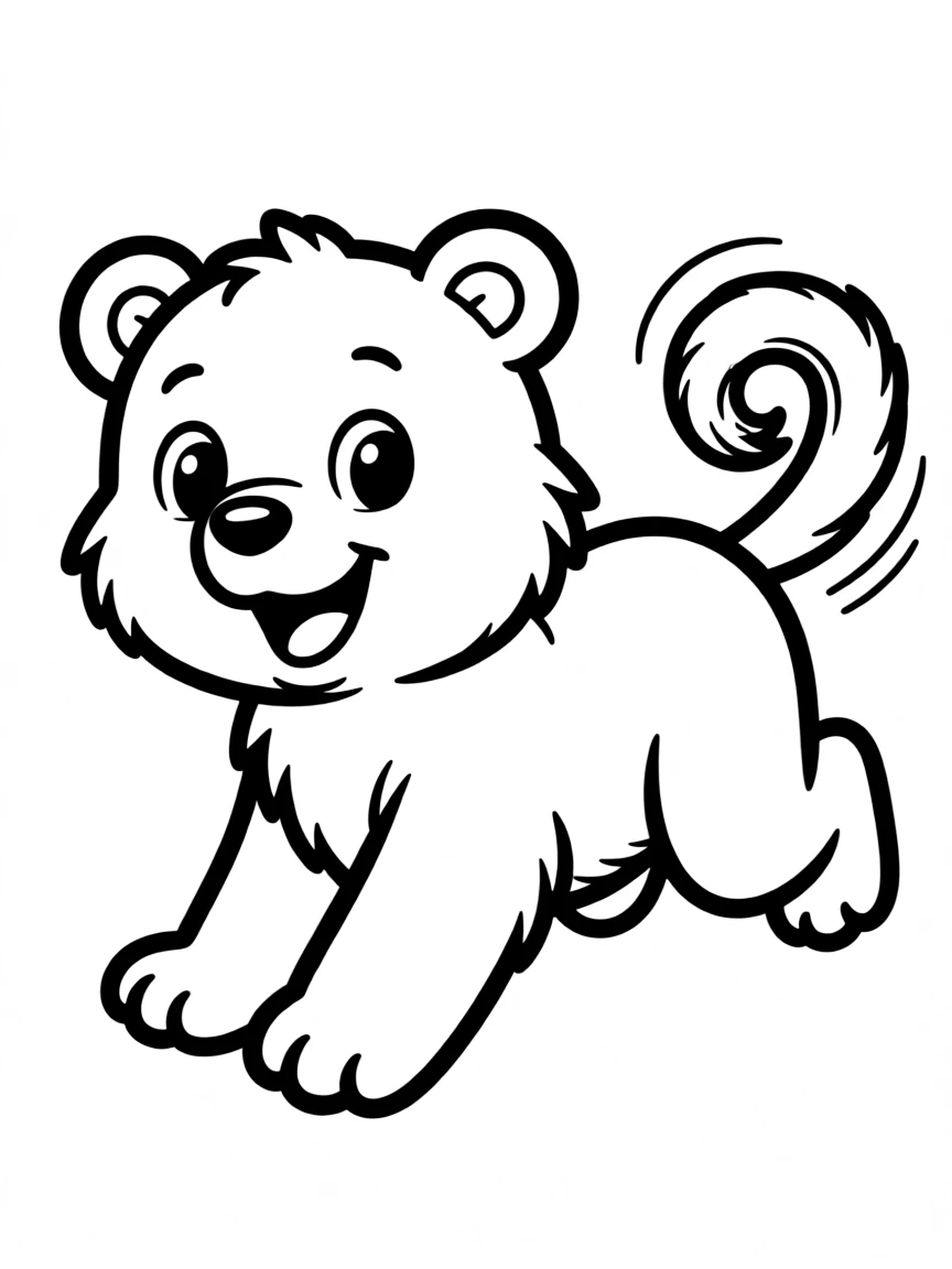 A bear cub chasing its tail.