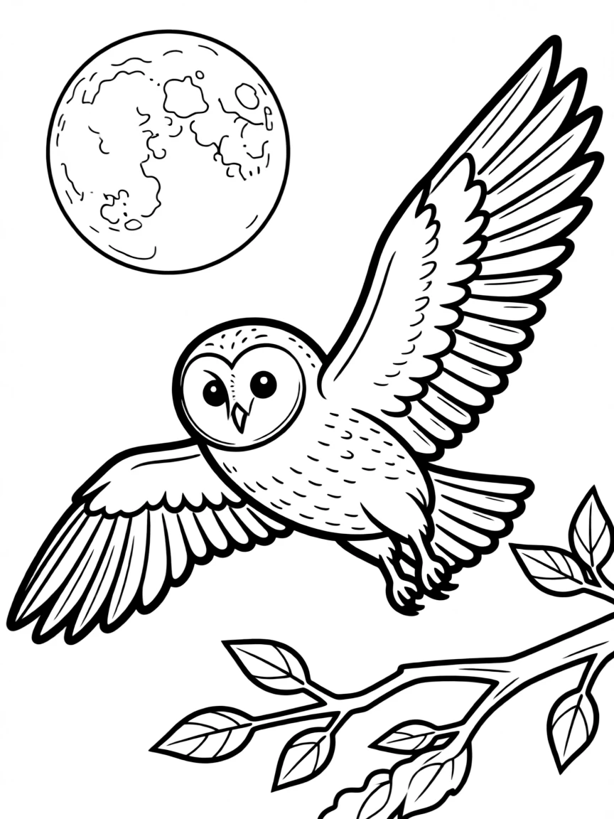 A barn owl flying silently in a moonlit night  
