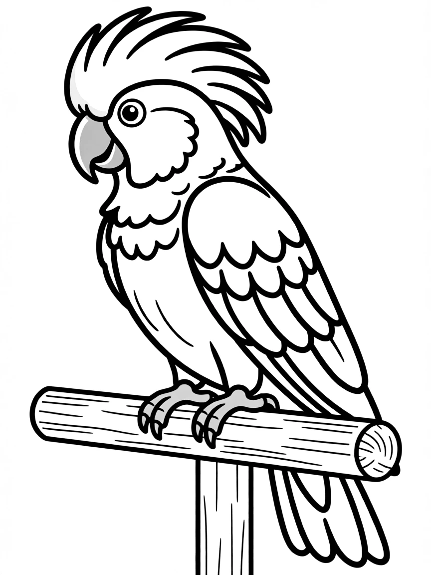 A pink cockatoo sitting on a wooden perch  