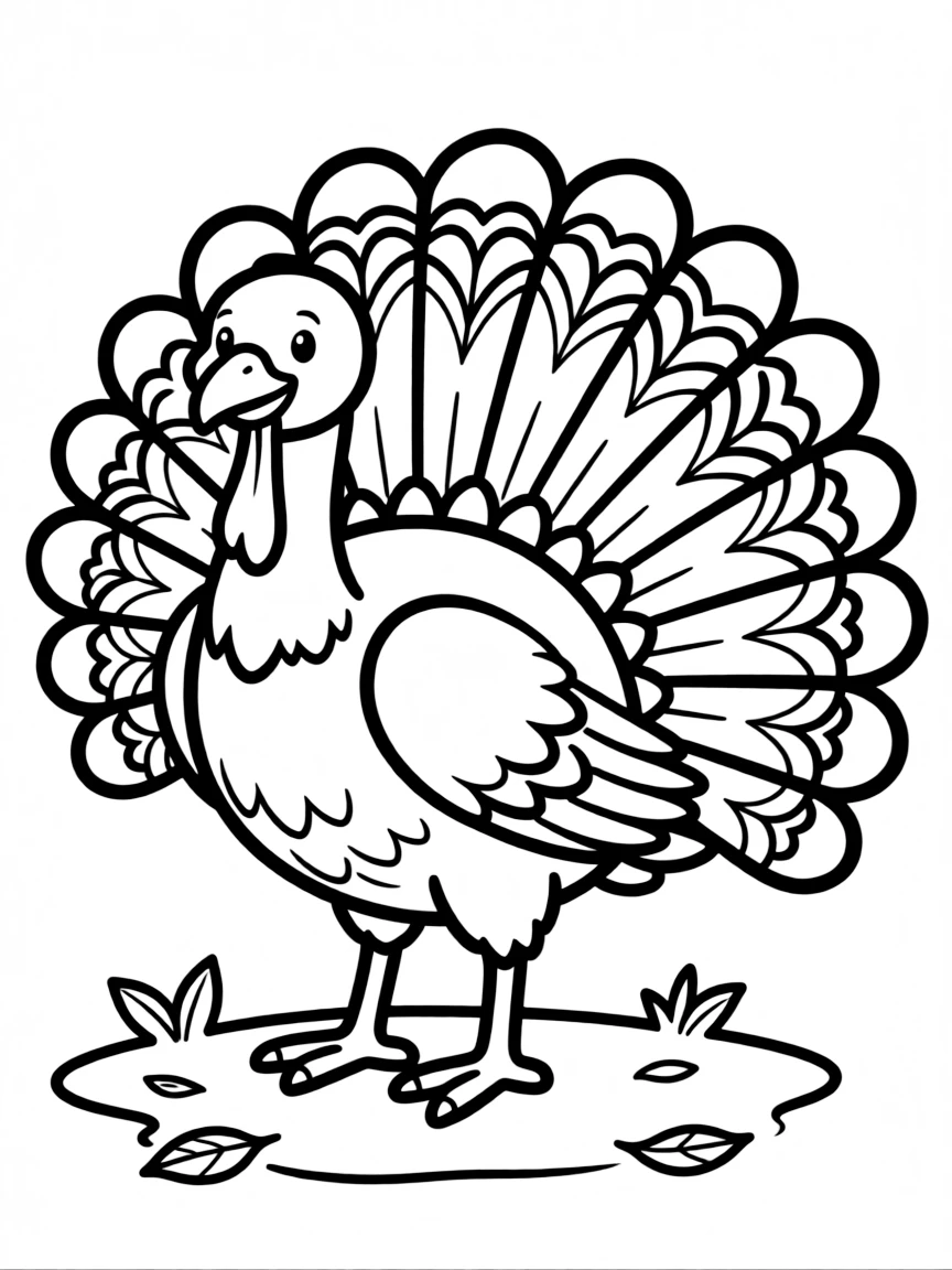A turkey with colorful feathers for Thanksgiving  