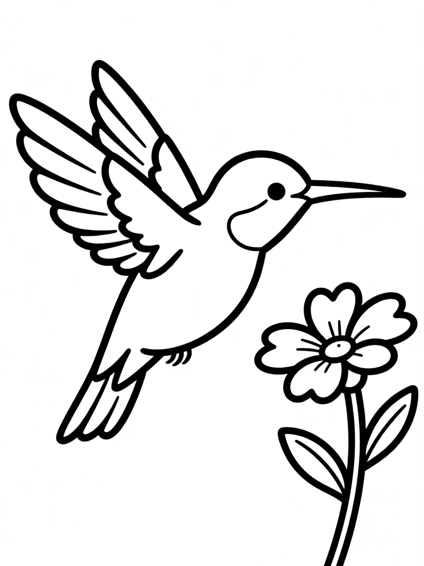A minimalistic line drawing of a hummingbird  