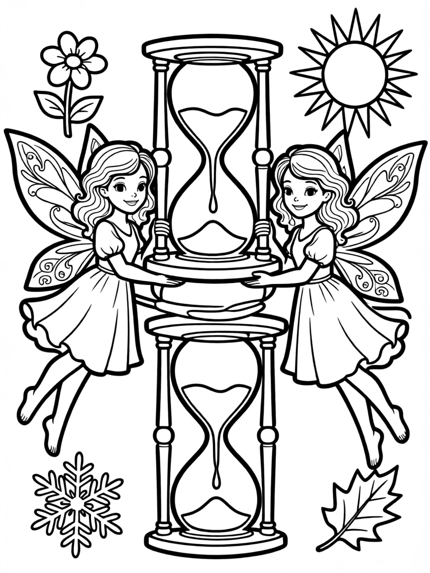 Time fairies who manage the changing of seasons with giant hourglasses