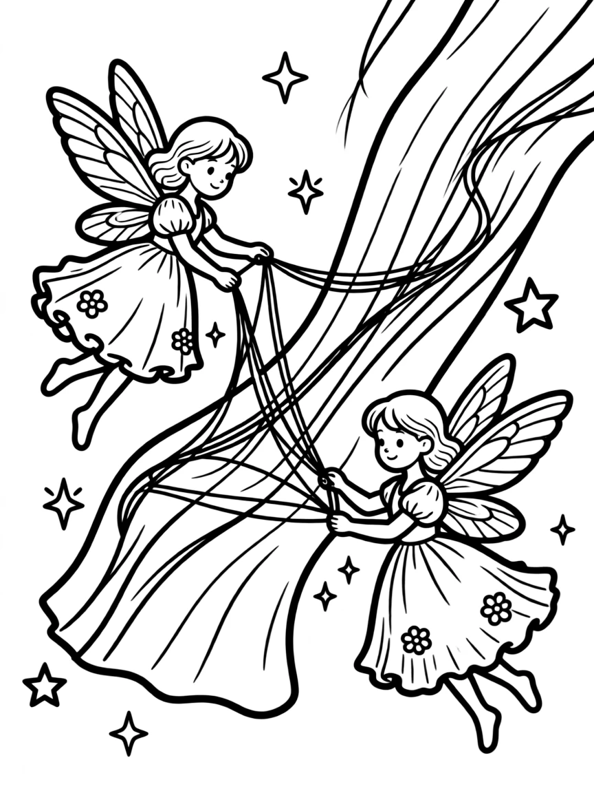 Destiny fairies weaving life threads into the fabric of existence