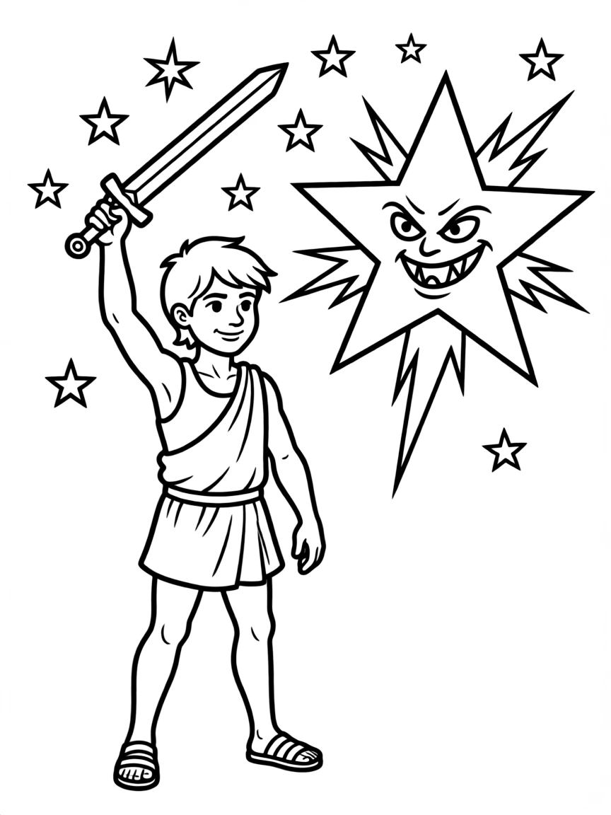 Perseus with stars and the famous demon star Algol