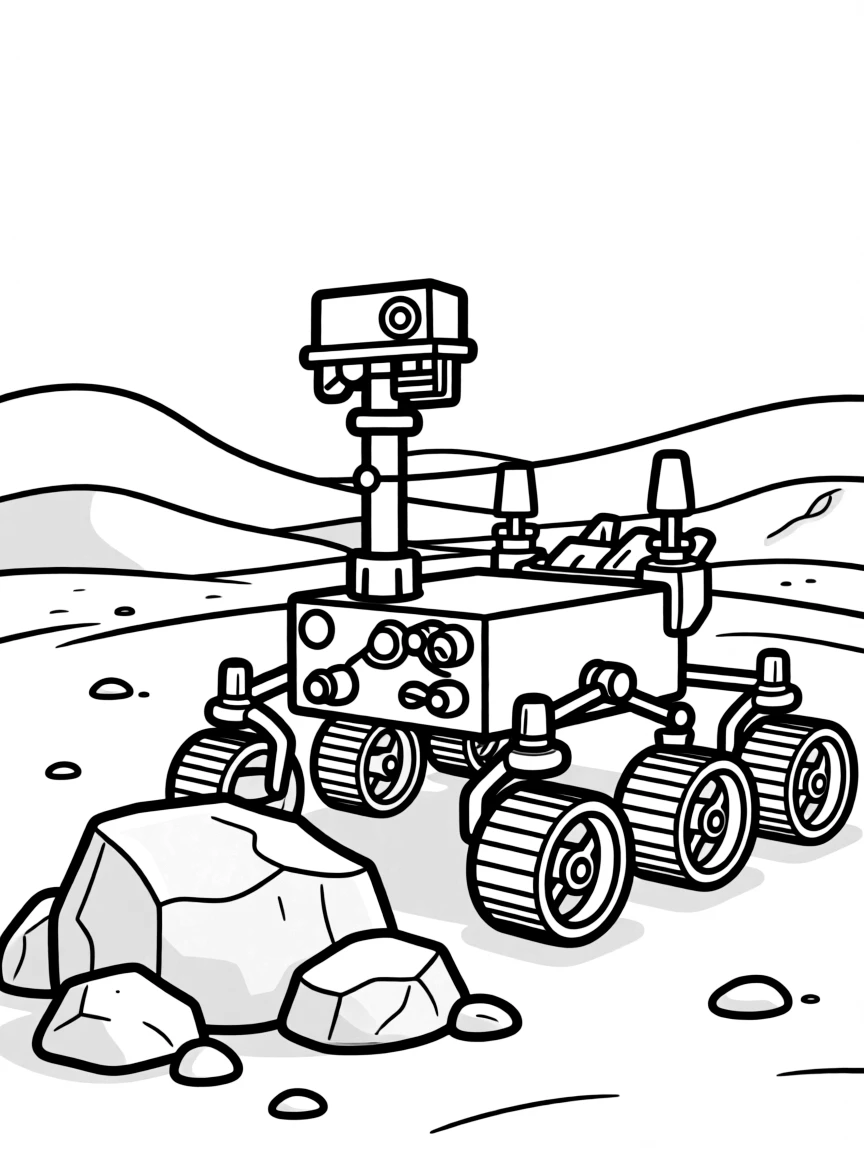 The Curiosity rover analyzing Martian rocks