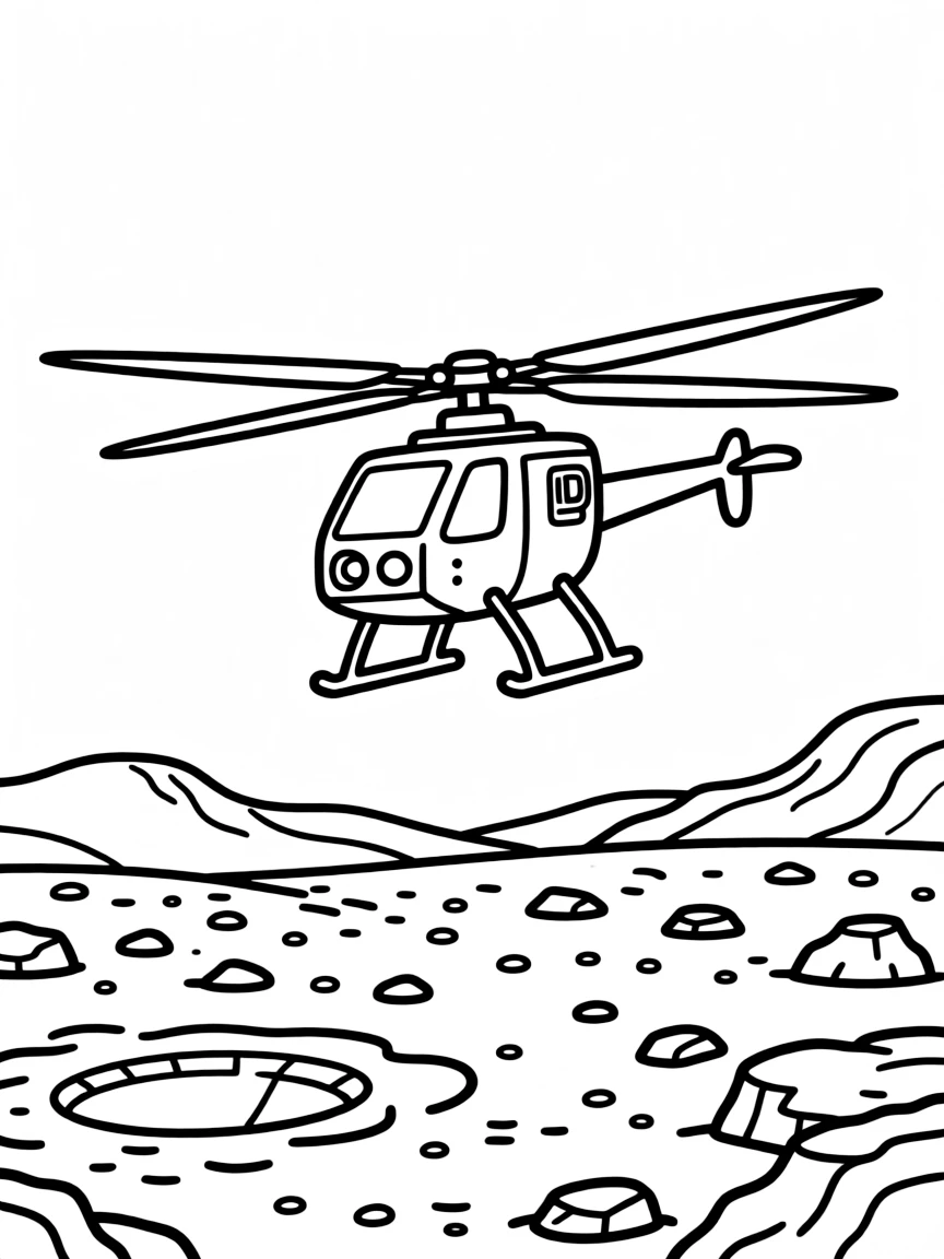 The Mars helicopter Ingenuity flying above the surface