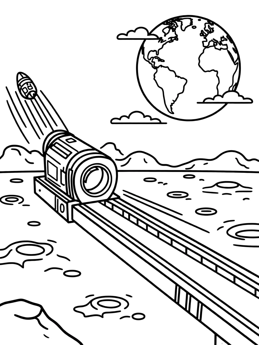 A lunar mass driver launching payloads to Earth