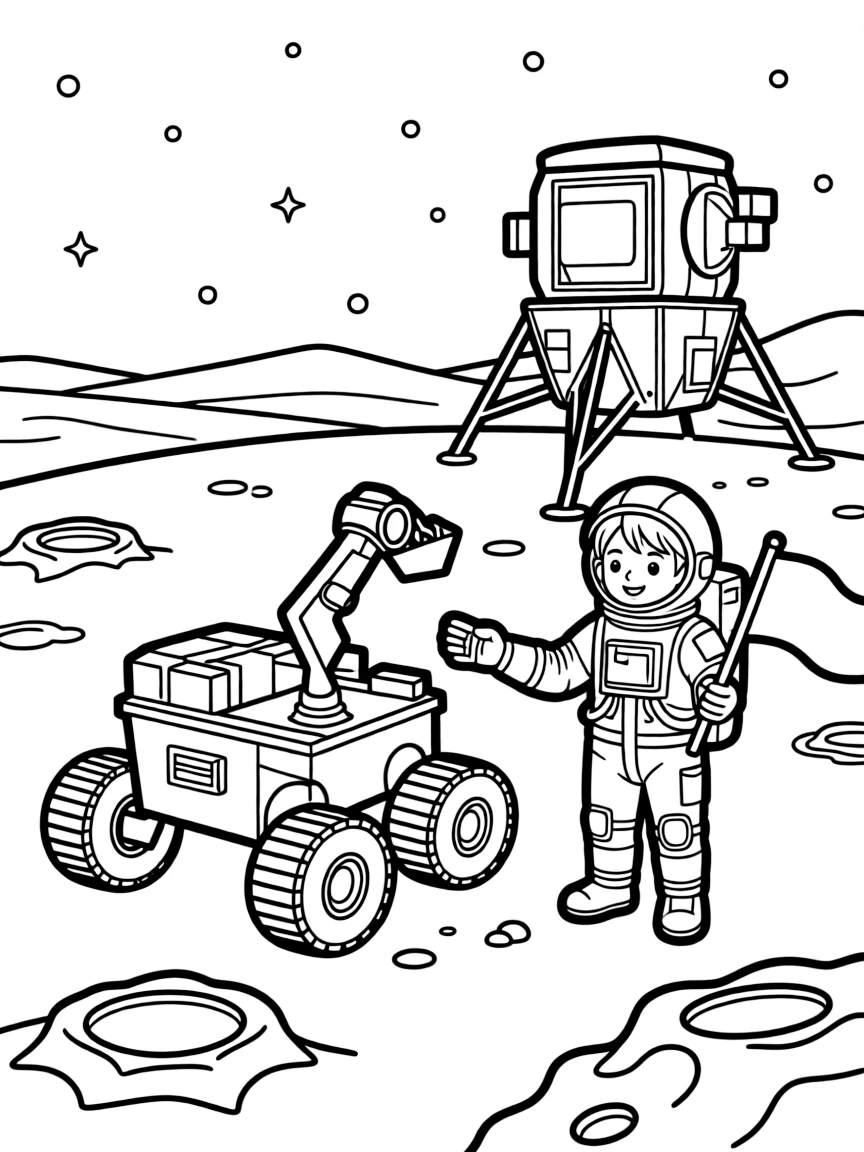 A mining operation on the lunar surface