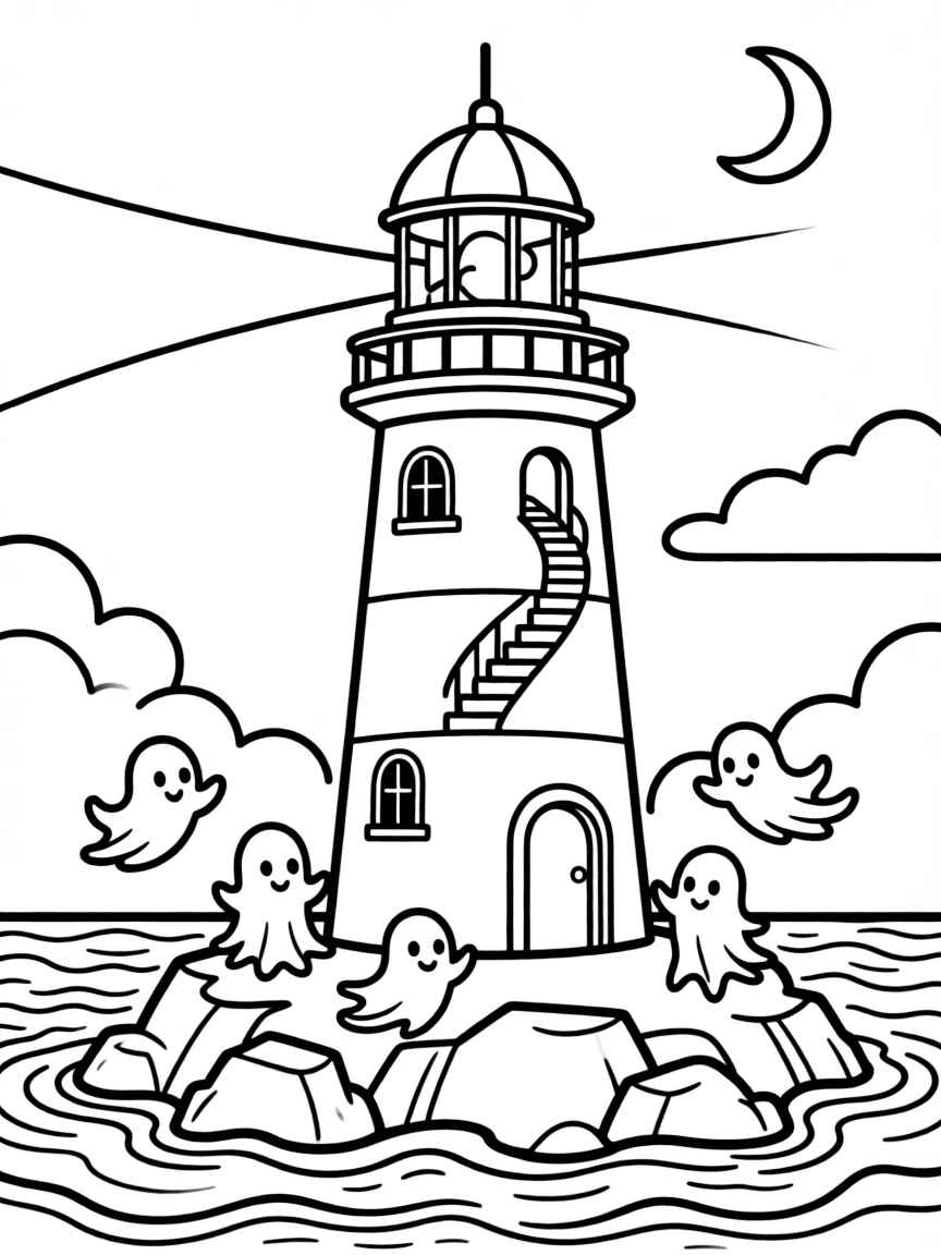 A magical lighthouse that guides lost souls rather than ships