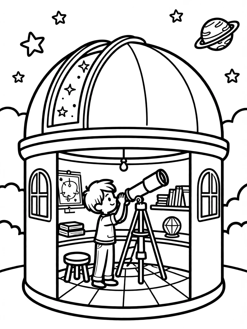 A magical observatory with a ceiling that becomes transparent at night