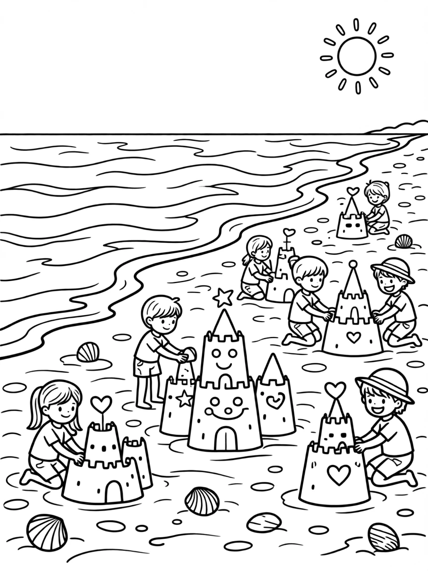 A beach where the sand forms temporary castles based on visitors' dreams
