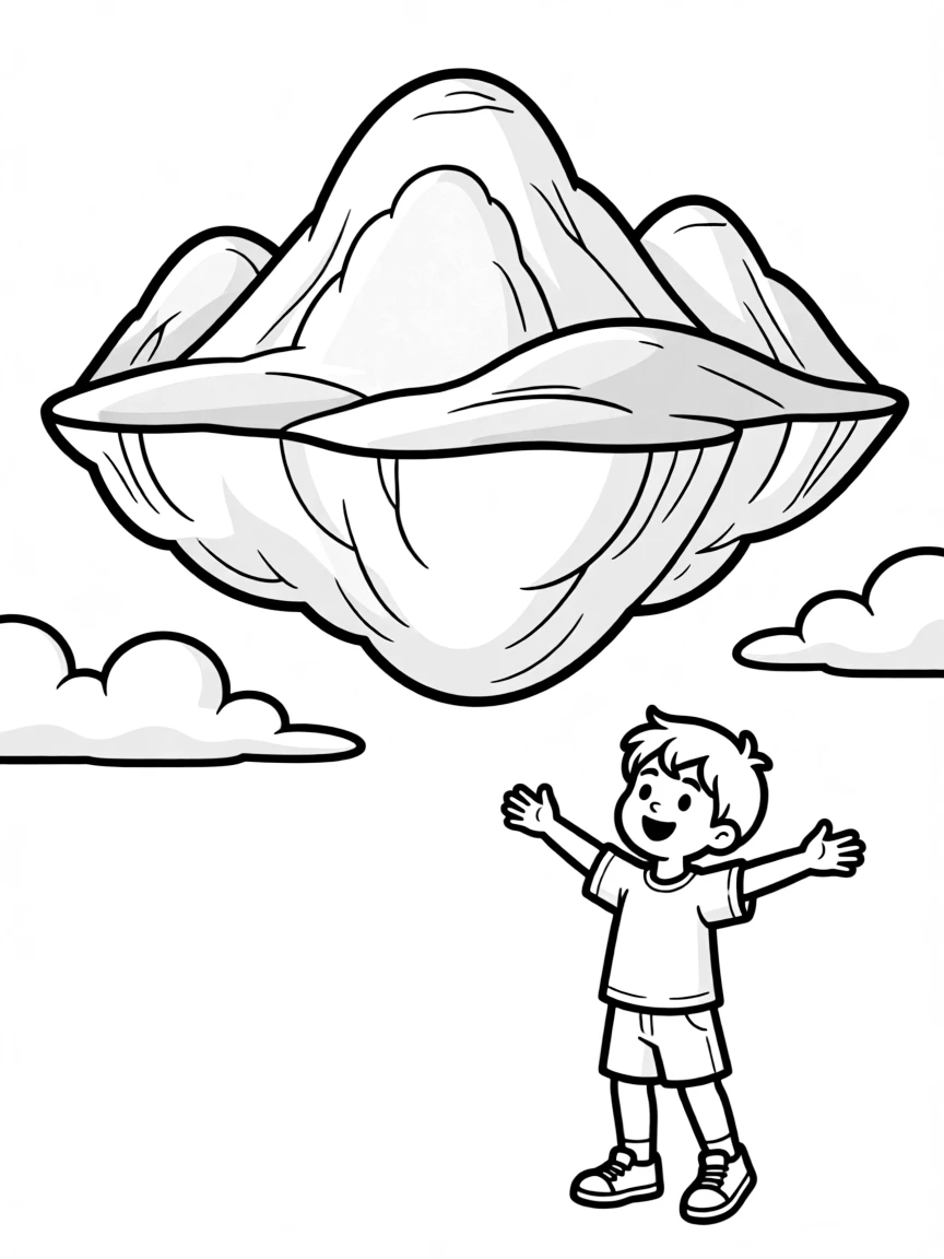 Mountains that float and drift slowly across the sky