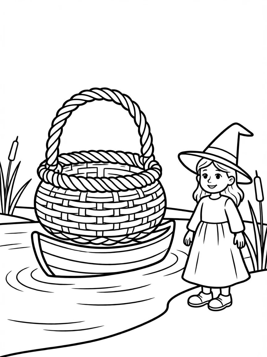 A witch's basket that transforms into a boat when placed on water