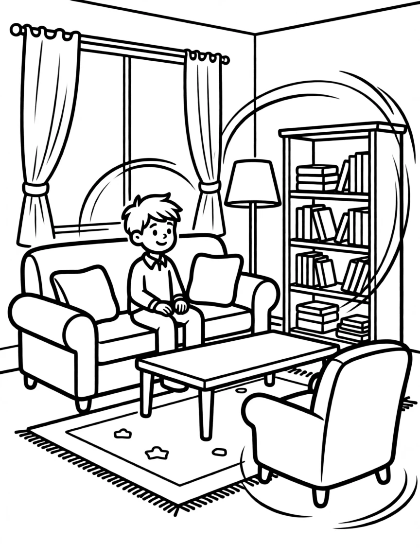 A magical living room where the furniture rearranges based on conversations