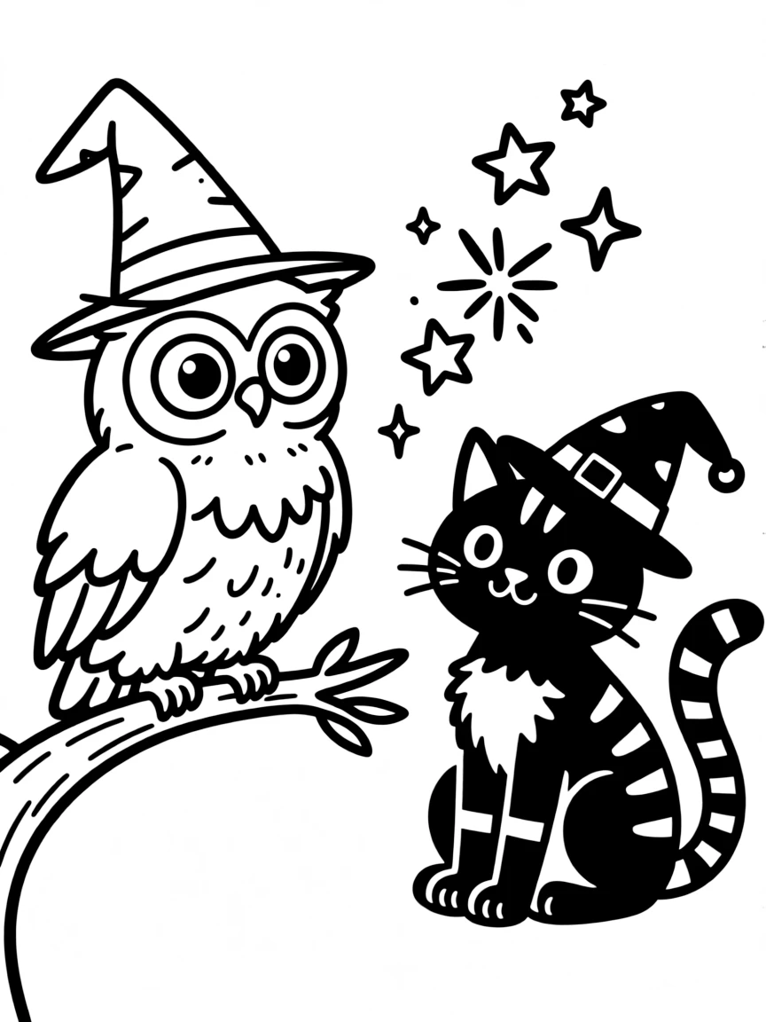 A wizard's familiar and a witch's familiar becoming unlikely friends