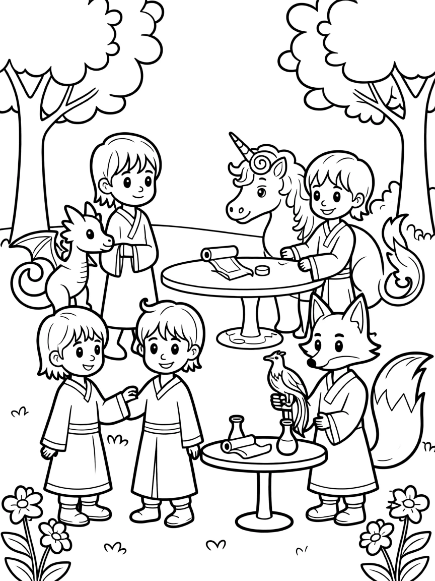 A magical creature adoption day matching familiars with young magic users