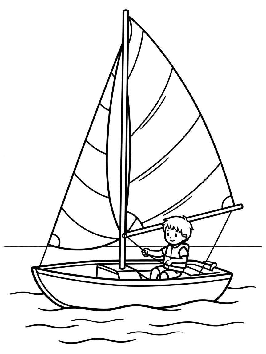 A sailing dinghy with colorful spinnaker sail deployed