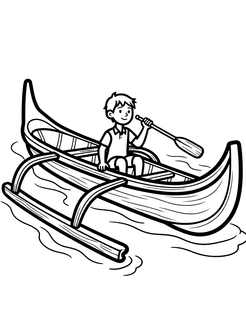 An outrigger canoe with stabilizing float from Polynesian traditions