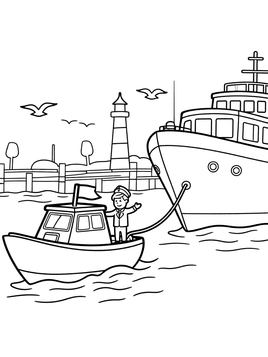 A pilot boat guiding larger ships into harbor