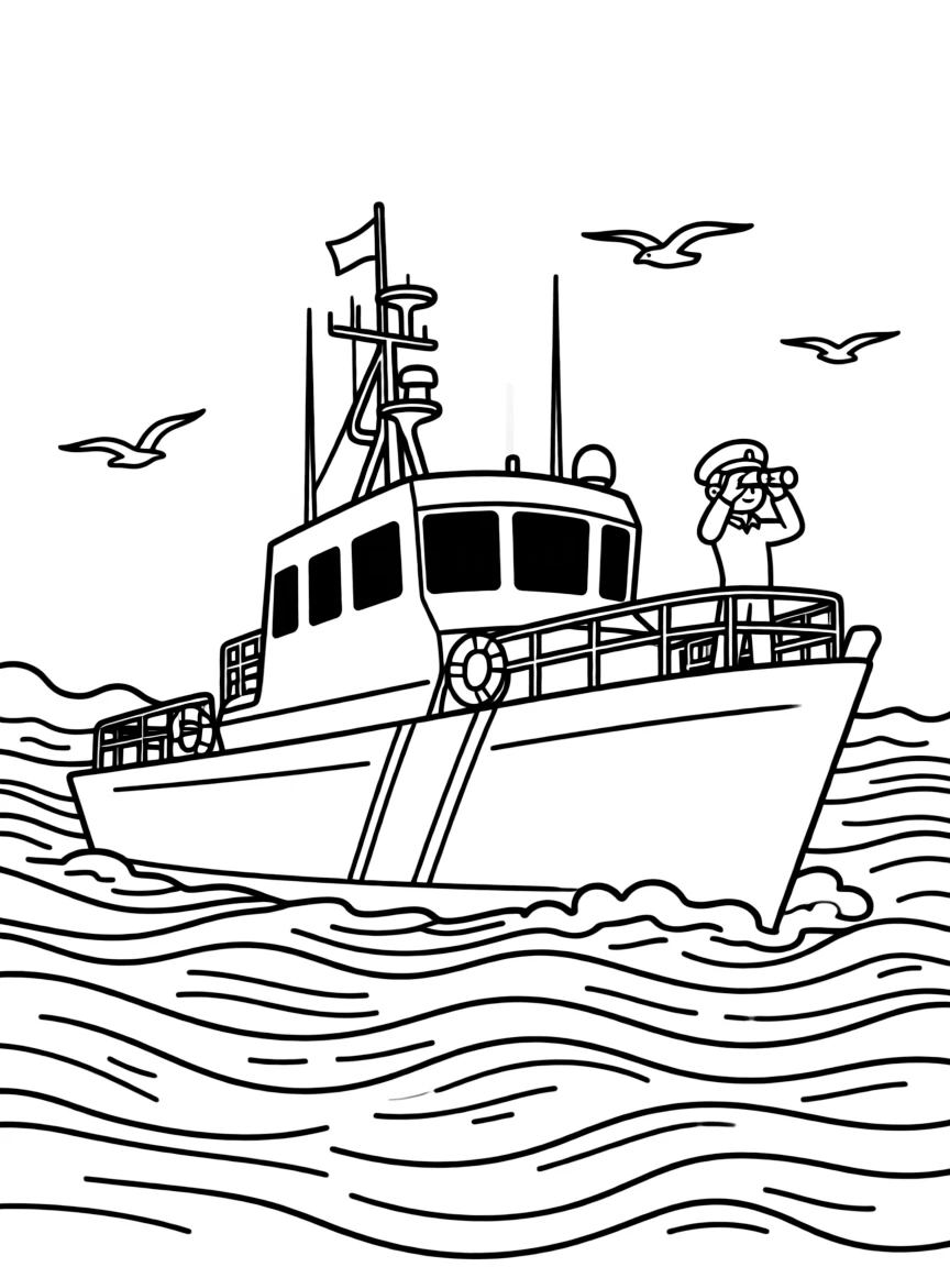 A coast guard cutter on patrol in rough seas