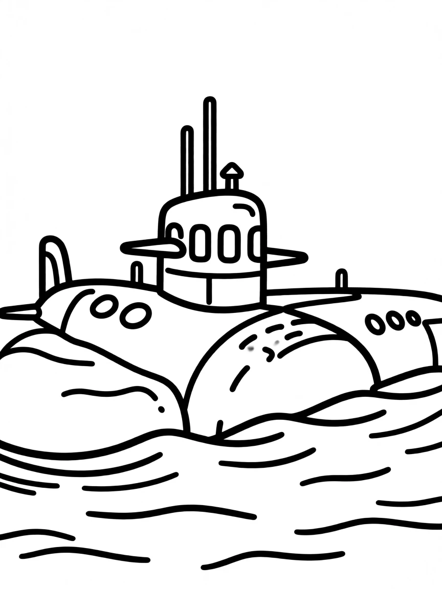 A nuclear submarine partially surfaced with conning tower visible