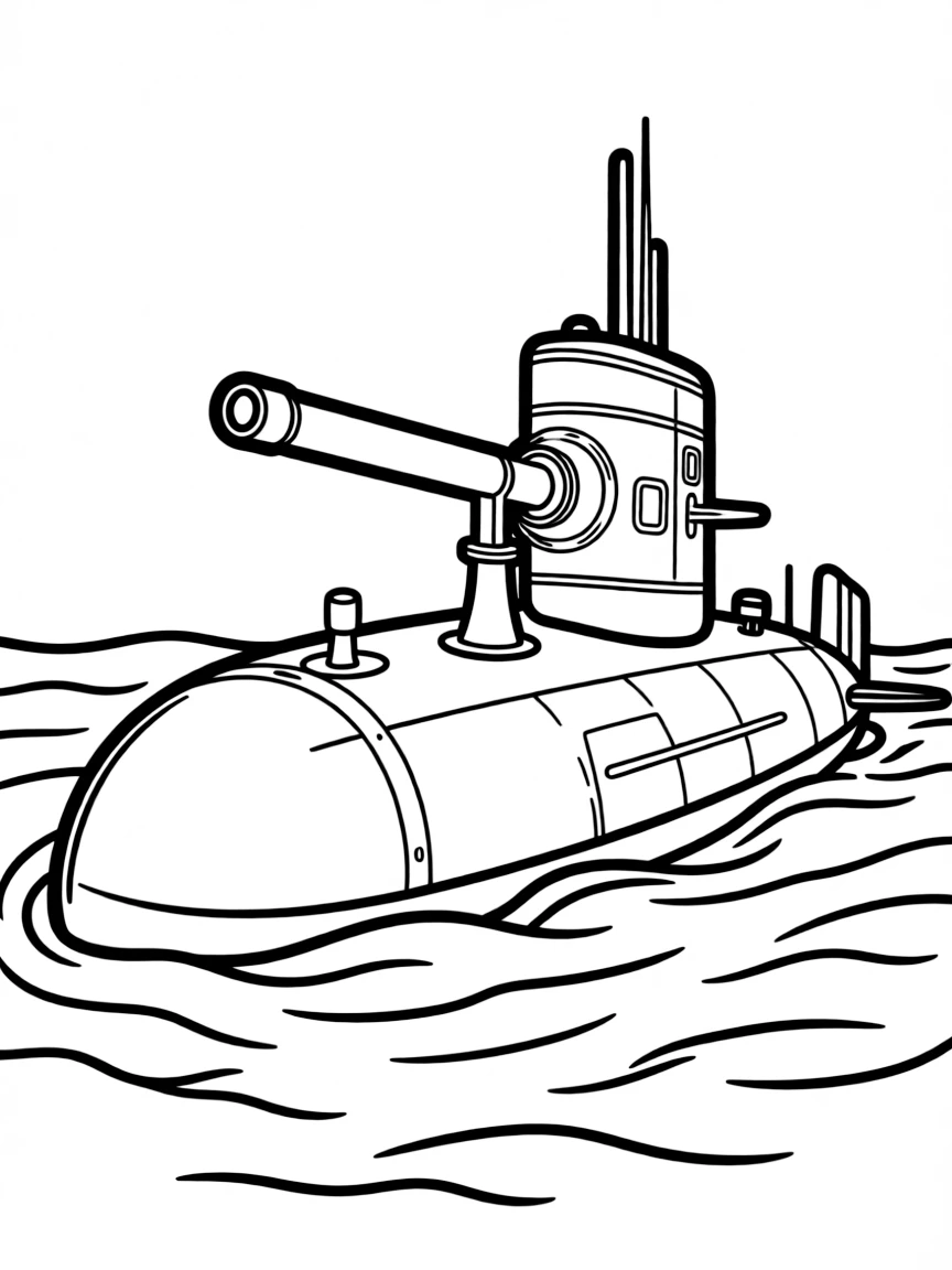 A vintage World War II submarine with deck gun