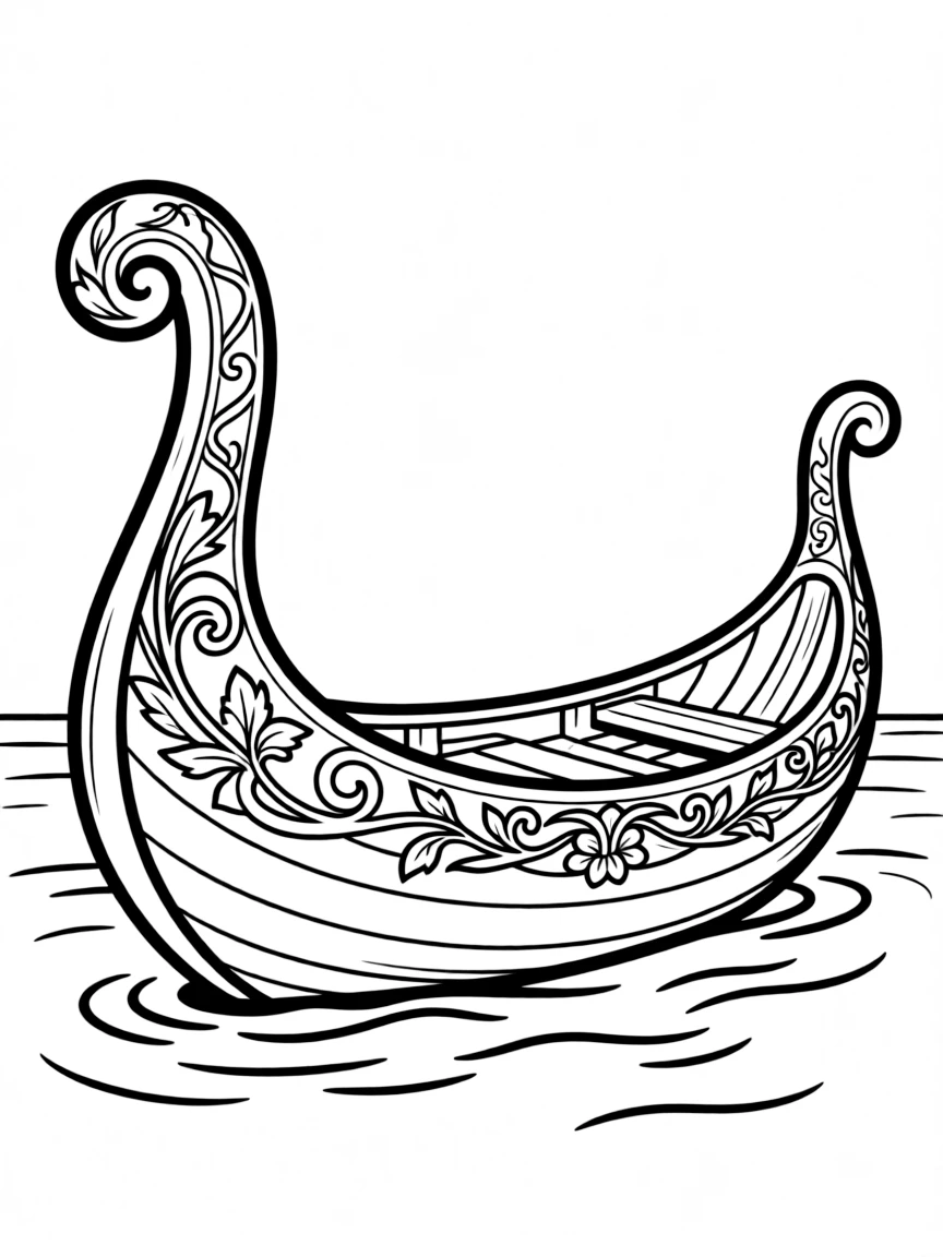 An elven boat with intricate carved decorations
