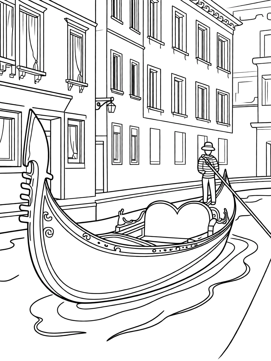 A gondola navigating Venice canals with ornate decorations