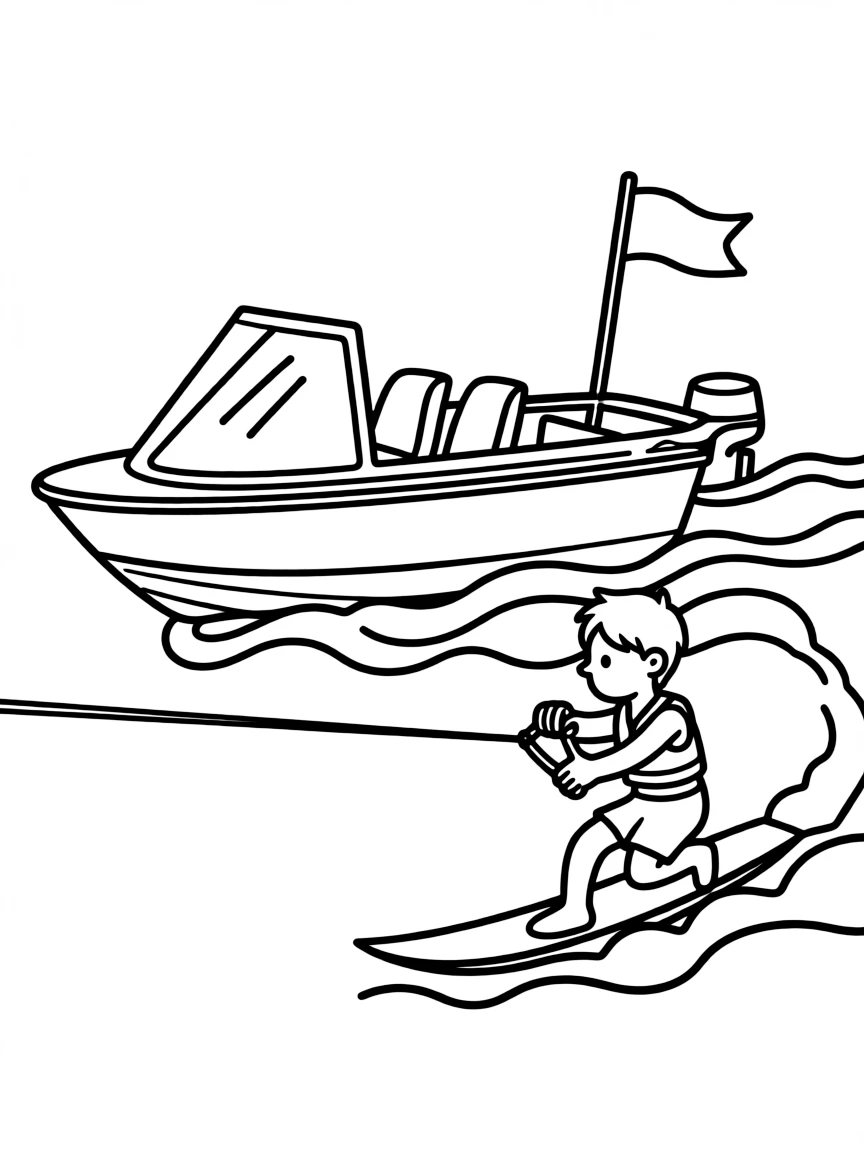 A water ski boat pulling a slalom skier