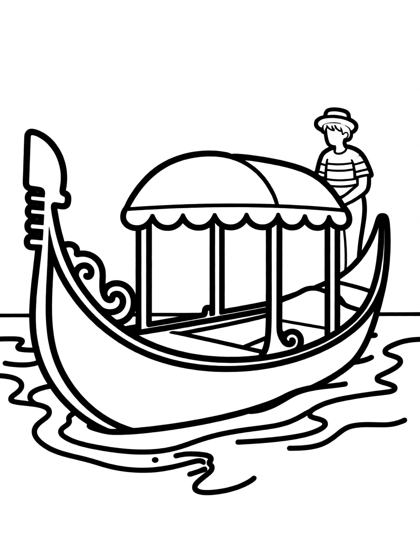 A Venetian gondola with ornate decorations and canopy