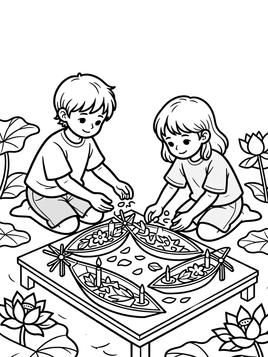 Traditional boat-shaped offerings for religious ceremonies