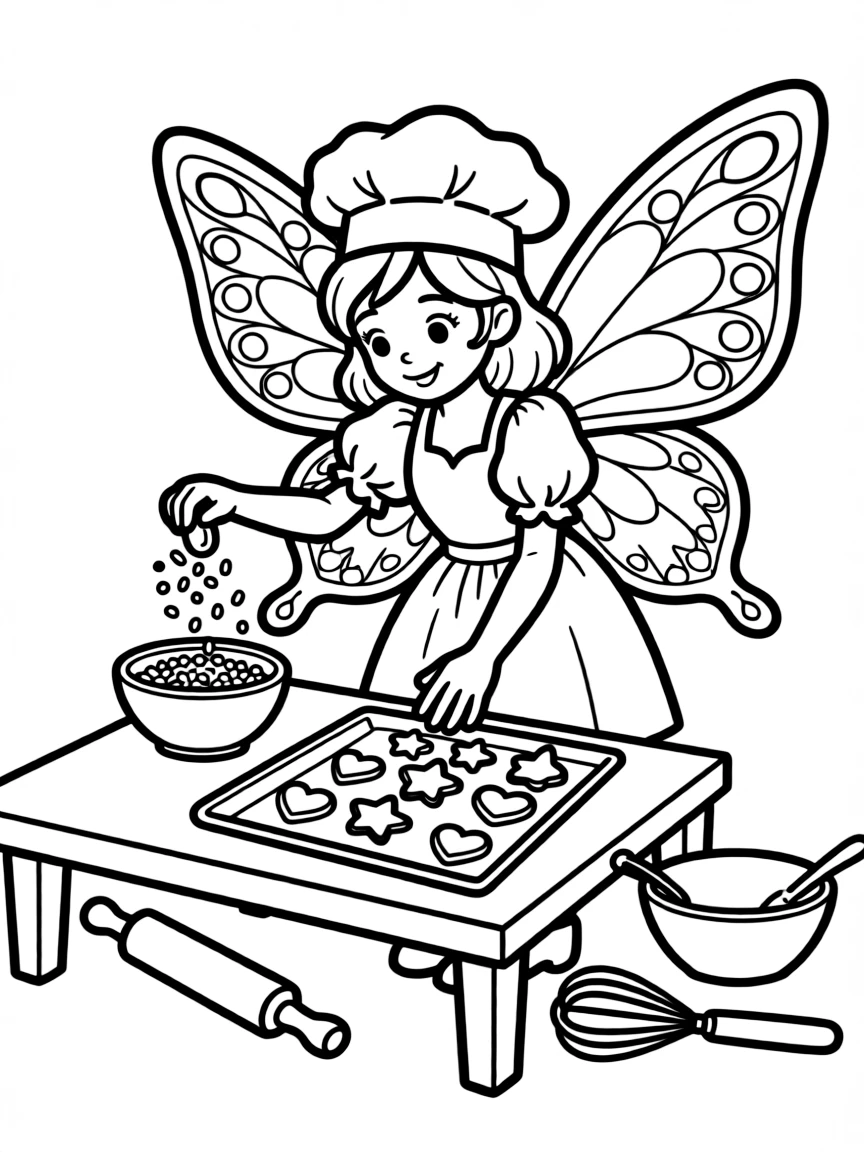 Baker fairy dusting cookies with magical sprinkles