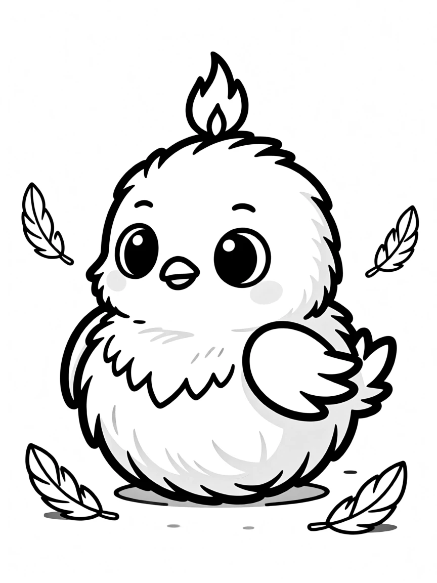Baby phoenix just a ball of fluff with tiny flame on head