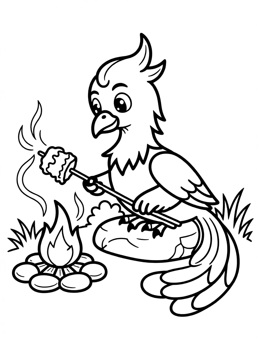 Phoenix trying to roast marshmallows without burning them