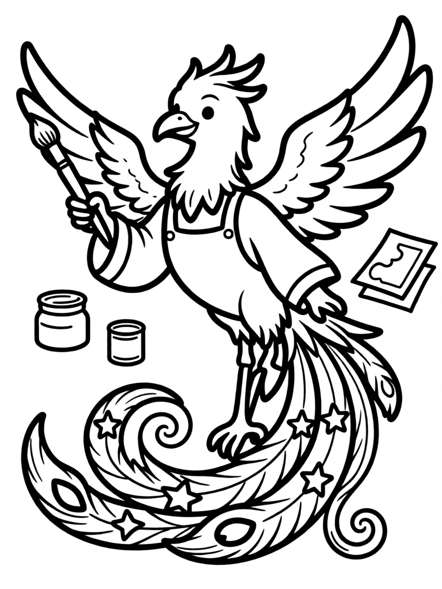 Phoenix artist creating ash drawings with its tail