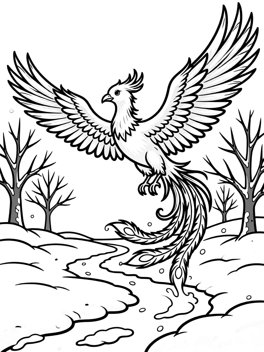 Phoenix in winter wonderland melting a path through snow