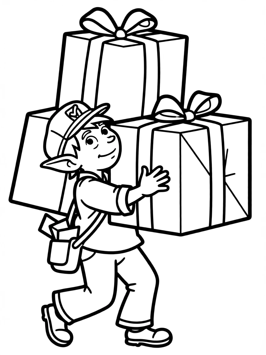 Goblin mail carrier struggling with oversized packages