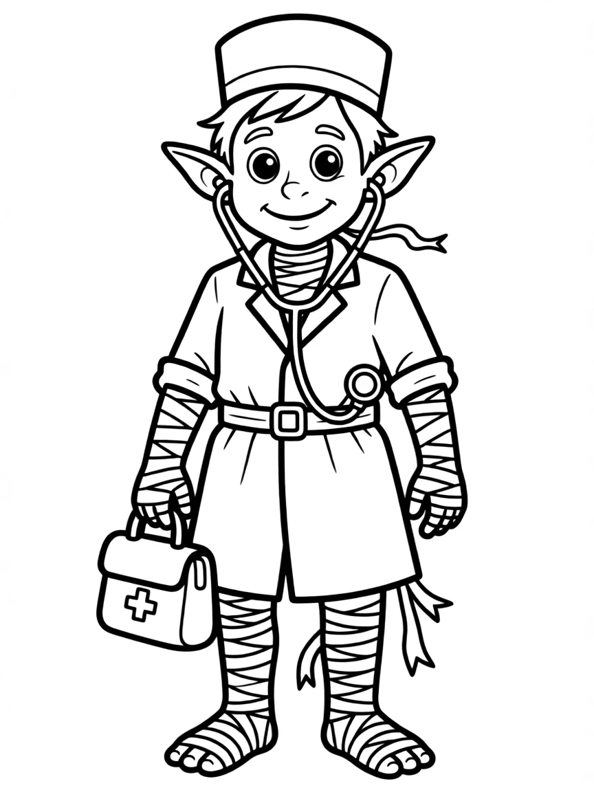 Goblin doctor with bandages wrapped around itself
